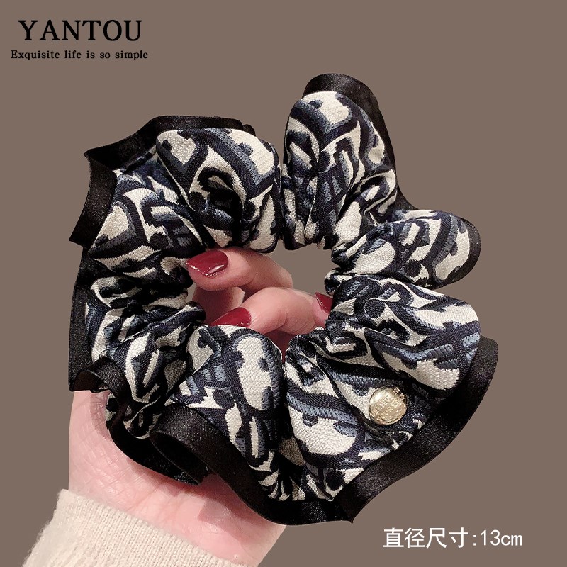 复古气质印花大肠发圈女高级感发绳2E024年新款扎马尾皮筋百搭头