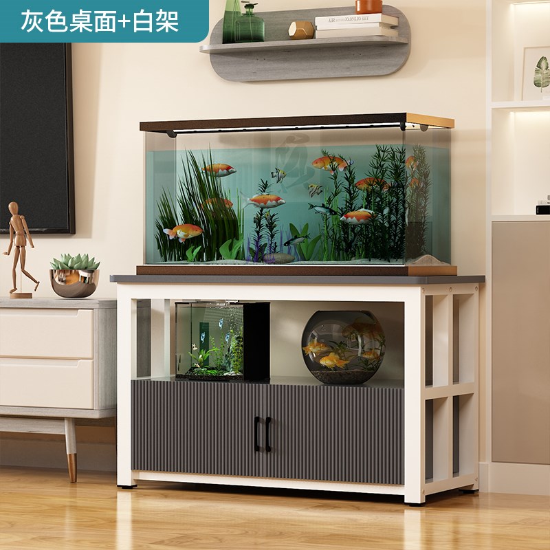 2024家用客厅鱼缸底柜小型鱼缸架子定做水族箱底座U柜简约储物柜