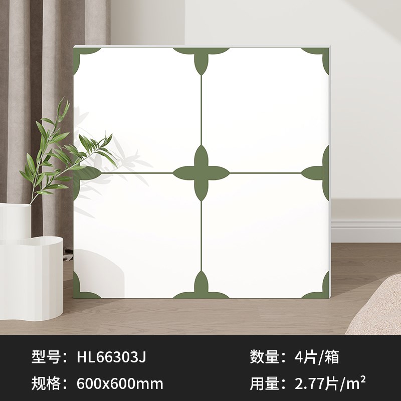 600x60g0法式覆古哑光厨房化妆室阳台大花砖商场门店防滑地砖瓷砖