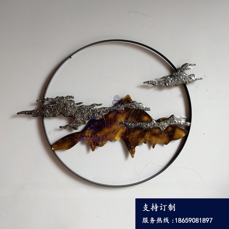 中式创意玄关挂j件样板间墙上装饰品客厅沙发背景墙面祥云假山壁