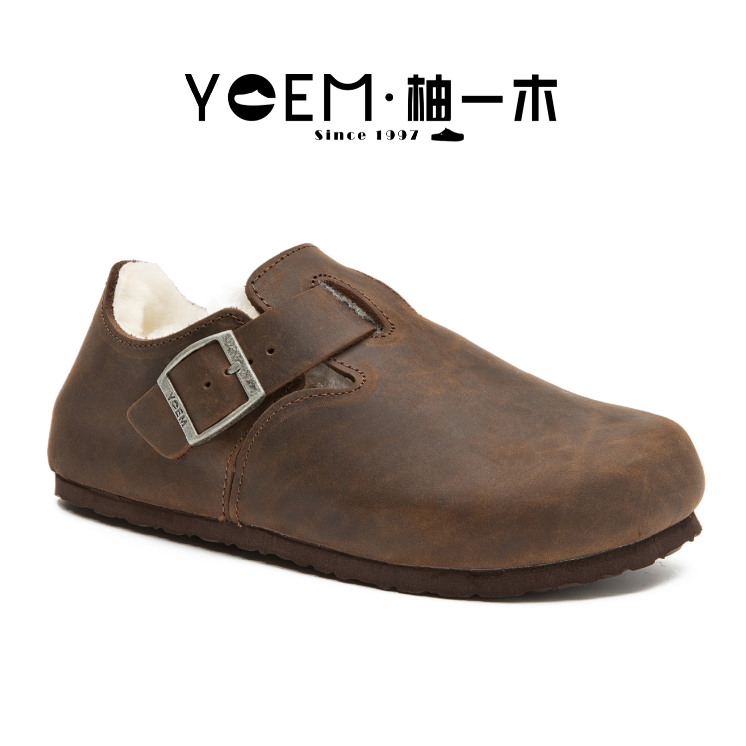 YOEM/柚一木全包油蜡皮冬季勃肯鞋羊皮毛一体加绒真牛皮保暖7308,女鞋,勃肯鞋/软木鞋,淘宝优惠券,粉丝福利购,淘宝优惠卷