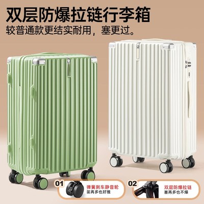 行李箱拉链款双层防爆女结实耐用加厚24寸I20静音轮旅行拉杆箱26