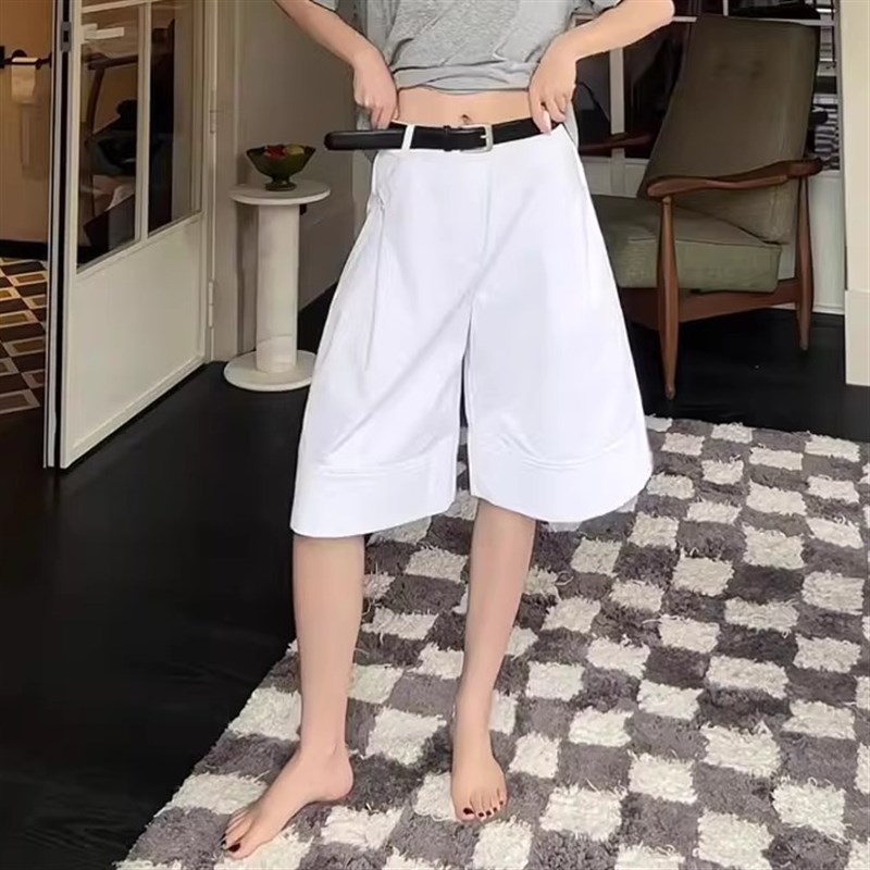 白色休闲阔腿裤女2025夏季新款宽松显瘦垂感百R搭小众垂坠感直筒