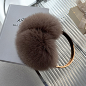 奶油色狐狸毛可爱耳捂可伸缩韩版 纯色保暖耳罩冬女毛绒耳套耳暖