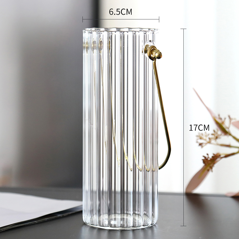 复古日式小清新h法式水培透明玻璃花瓶迷你干花鲜花小花器桌面摆