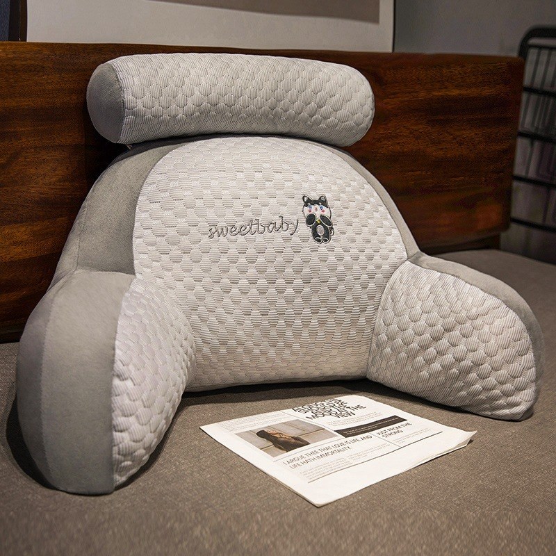 床头靠垫沙发宿舍冰豆豆大靠背床上办公G室可爱枕头护腰靠枕抱枕-