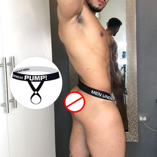 男士内裤高弹舒适低腰吊环镂空双丁字裤性感提臀T字裤情趣运动潮