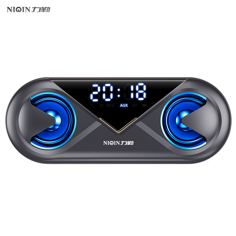 力勤无线蓝牙音箱大音量家用闹钟音响3D环绕双喇叭手机超重低音炮