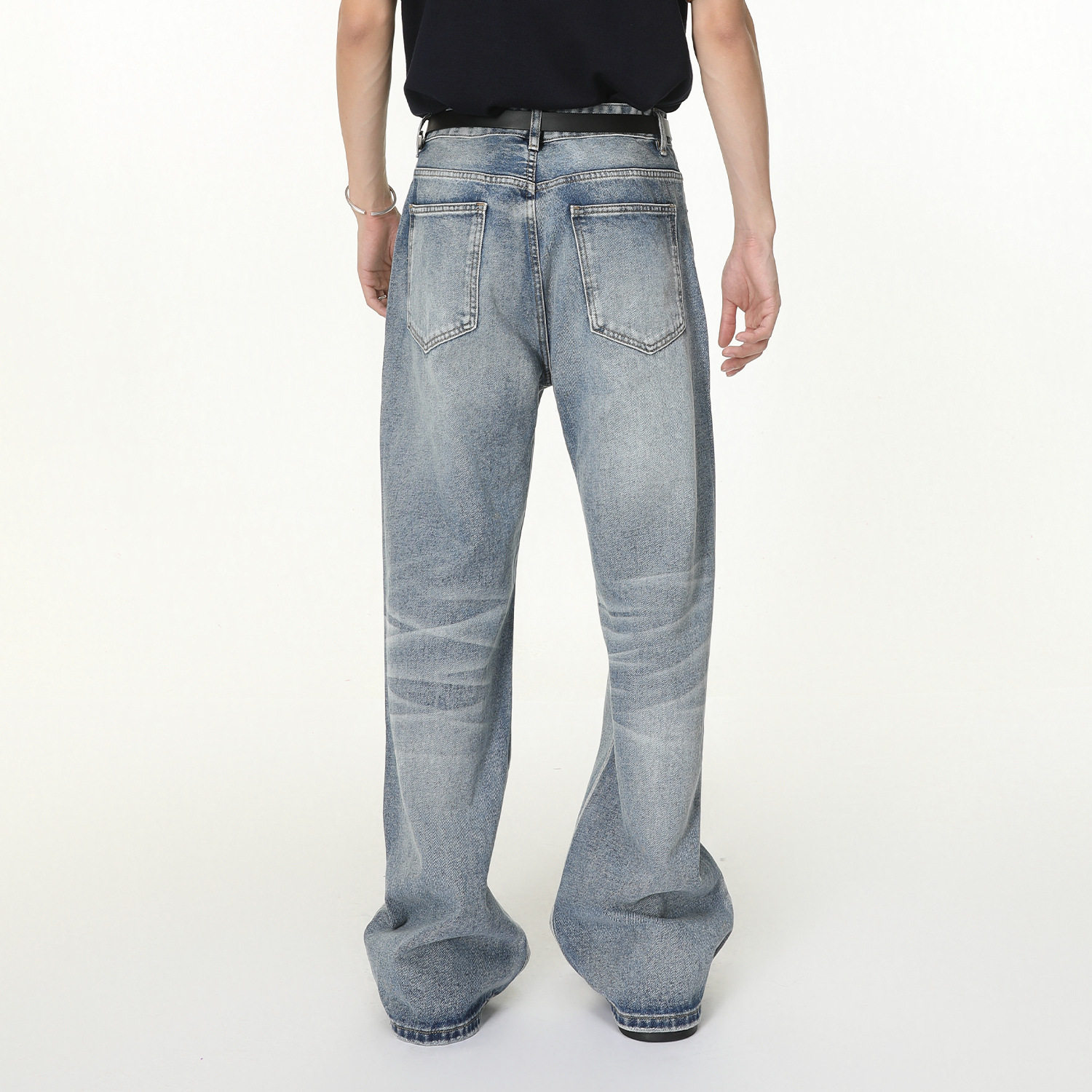 【季风馆】小众多纽扣个性磨白微喇叭宽松水洗牛仔裤百搭潮,男装,牛仔裤,淘宝优惠券,粉丝福利购,淘宝优惠卷