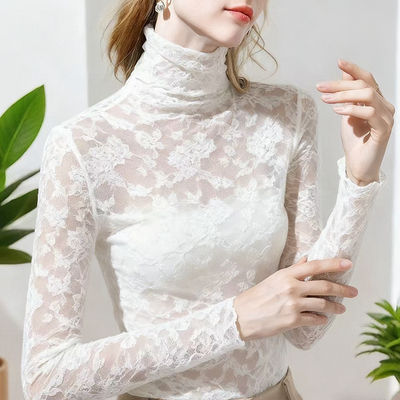 加厚蕾丝打底衫女秋冬洋气内搭
