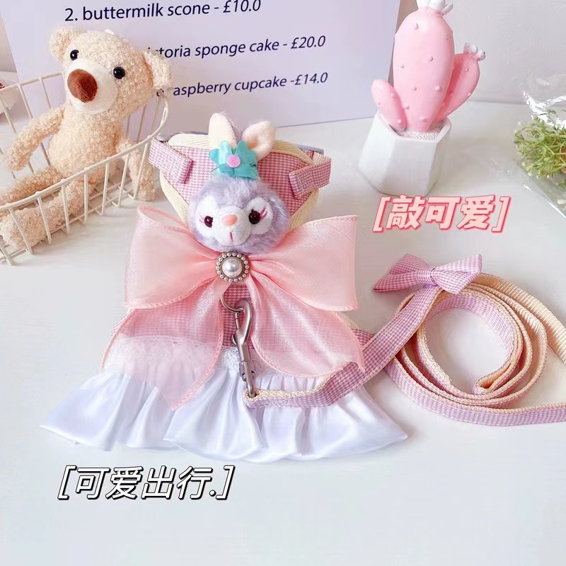宠物猫咪狗狗胸背带牵引绳外出遛猫遛狗绳秋冬可爱玩偶牵引裙衣服