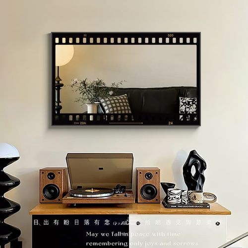 胶片镜子装饰画高级感小众艺术餐厅壁画覆古怀旧客厅镜面挂画