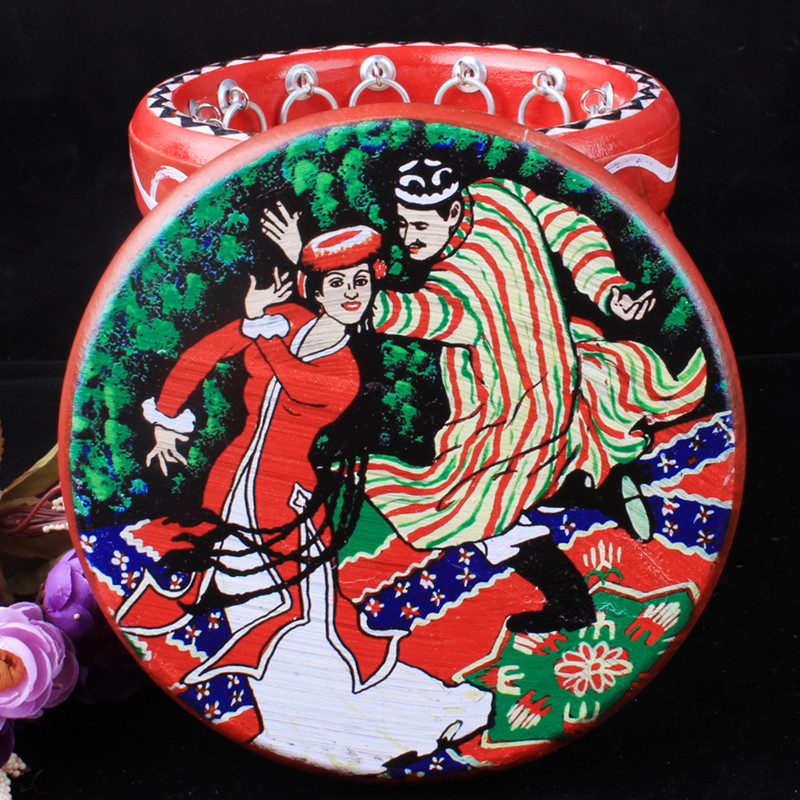 新疆民族乐器维吾尔族手工彩绘手鼓民族舞蹈手鼓新X疆饭店装饰鼓