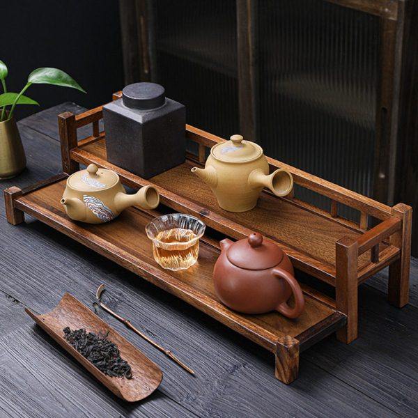 桌面收纳双层壶架南美胡桃木置物架功夫茶具收纳架紫砂茶壶架,收纳整理,书桌收纳置物架,淘宝优惠券,粉丝福利购,淘宝优惠卷