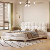 法式 奶油风泡芙床科技布艺轻奢泡泡床现代简约网红主卧软包双人床