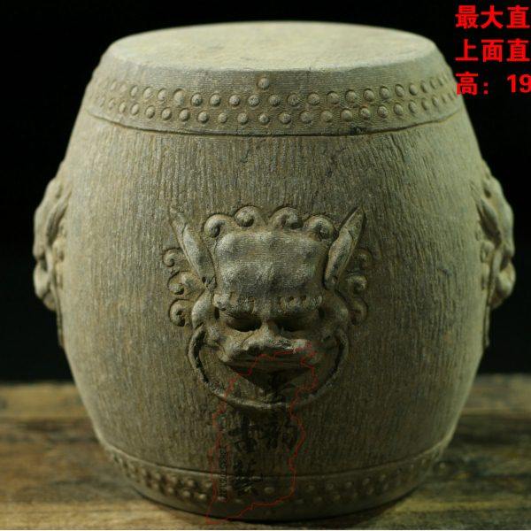 青石石鼓石头座石鼓花盆座盆景座明清古典庭院石雕中国风摆件