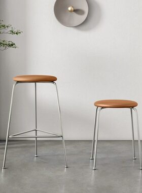 奶油风Fritz Hansen DOT吧台圆凳柜台凳餐椅不锈钢高脚凳家用矮凳