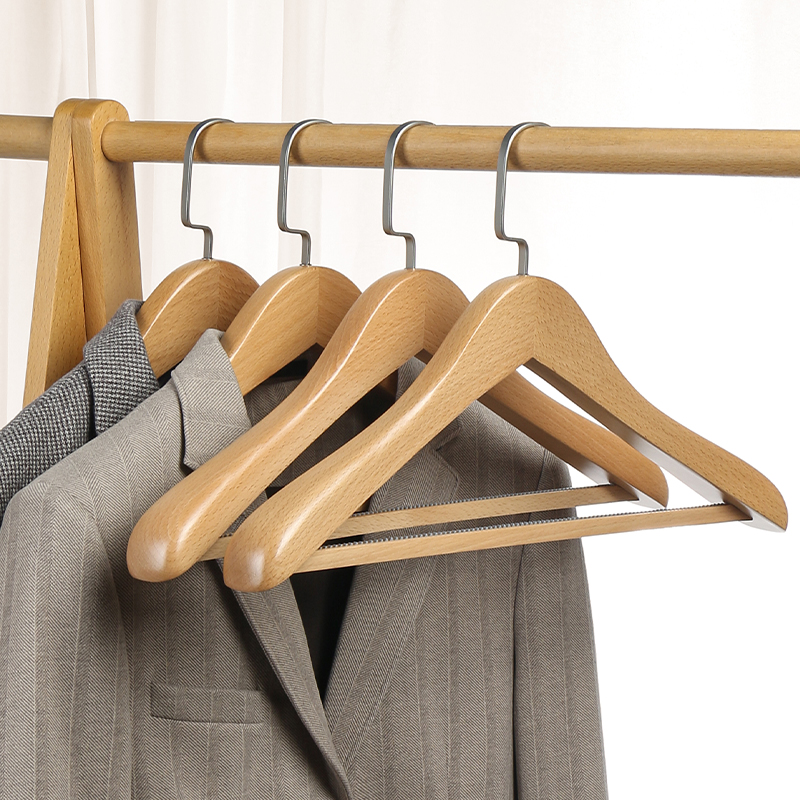 高档榉木衣架羽绒服西装服装店家用酒店木质貂绒貂皮大衣衣撑衣挂