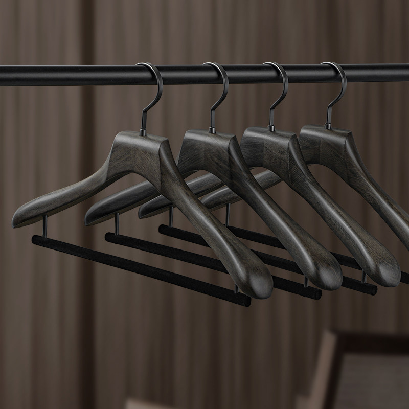 高档黑色实木衣架轻奢衣柜衣帽架专用衣挂高端木质无痕防滑衣撑,收纳整理,木质衣架,淘宝优惠券,粉丝福利购,淘宝优惠卷
