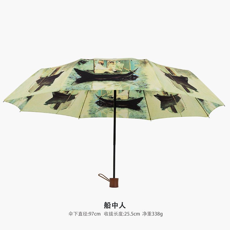 2021新款创意潮流复古个性手绘插画艺术风折叠雨伞成人手动三折伞