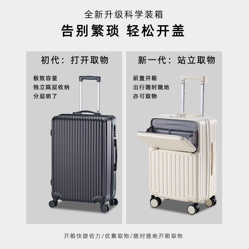 行李箱女2024新款n20寸登机箱前置开口28寸大容量拉杆旅行箱皮箱