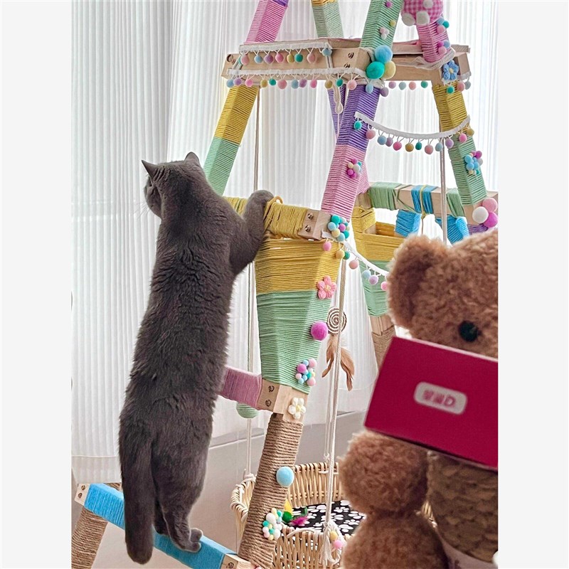 猫爬架diy麻绳多巴胺猫u窝耐磨大号猫抓绳猫磨爪玩具彩色麻绳装饰