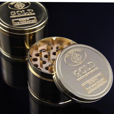 包邮 限价比 锌压金属 四层 金色磨烟器 碎烟器 Gold Grinder