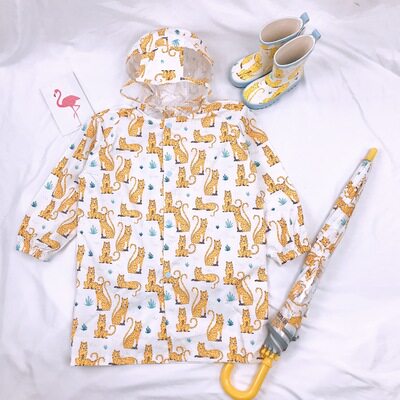 韩国enbihouse儿童雨衣男女童幼儿园宝宝小孩雨披雨具书包位帽檐