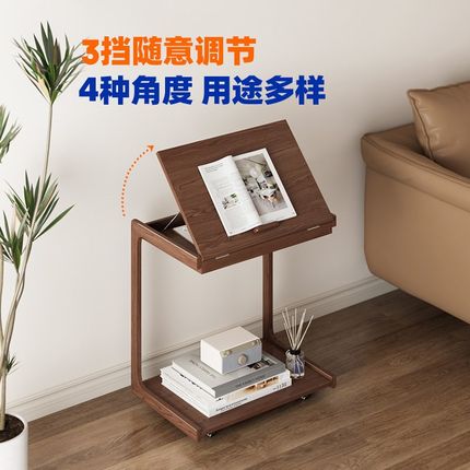 沙发边几实木C型可移动小茶几A翻盖桌子客厅侧边柜带轮床边桌茶台