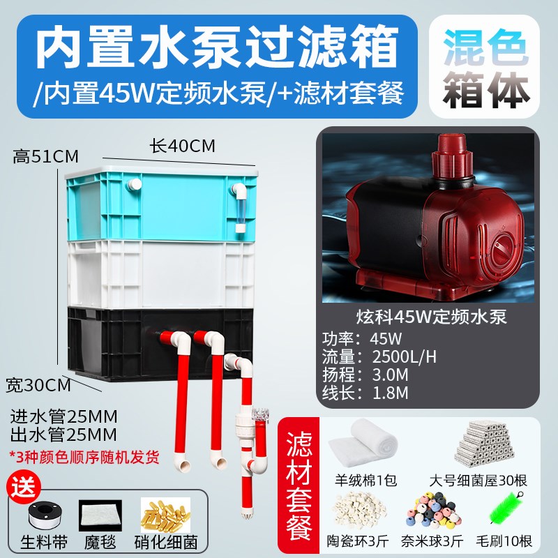 鱼缸过滤箱内置水泵小型自制上滤器滴流盒庭院鱼池净水盒循环系统