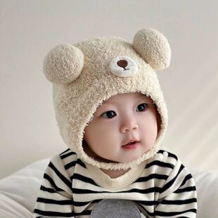 秋冬韩版婴儿帽潮ins婴幼儿包头可爱双球保暖宝宝护耳冬防寒帽子