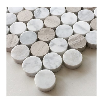 圆形灰白色大理石马赛克墙贴阳台石材东方白灰木纹浴室淋浴房吧台