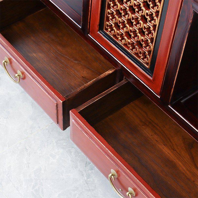 中式古典博古架仿古做旧彩绘描金雕镂空书架展示架多宝格隔断柜