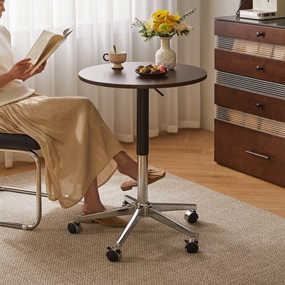 全实木茶几可移动升降沙发边几小圆桌子客厅家用床头边桌阳台茶桌