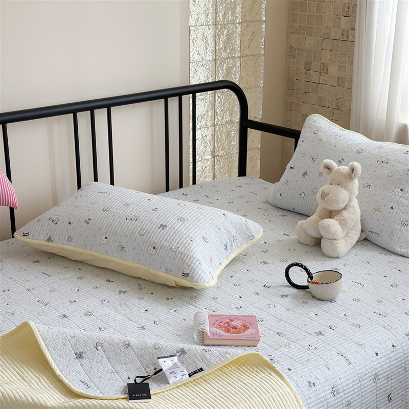 韩式双面全棉绗缝夹棉床盖单件可机洗加厚防滑床单V榻榻米床垫炕