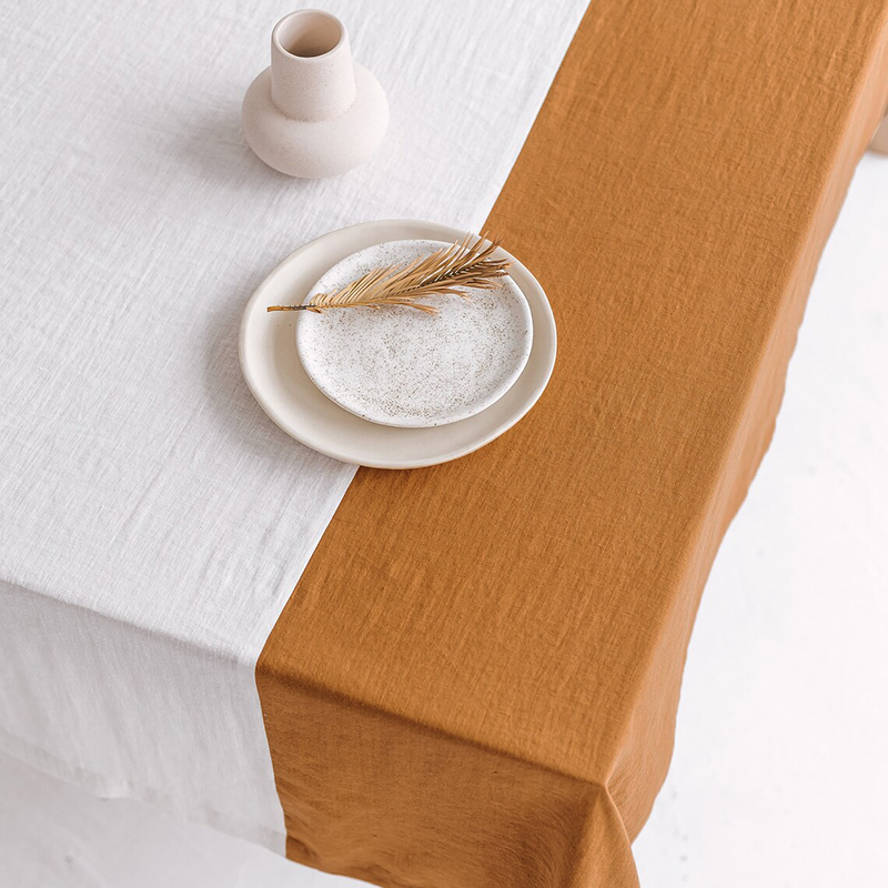 实用主义拼色亚麻桌布高级感新中式简约长方形餐桌布茶Z几台布定