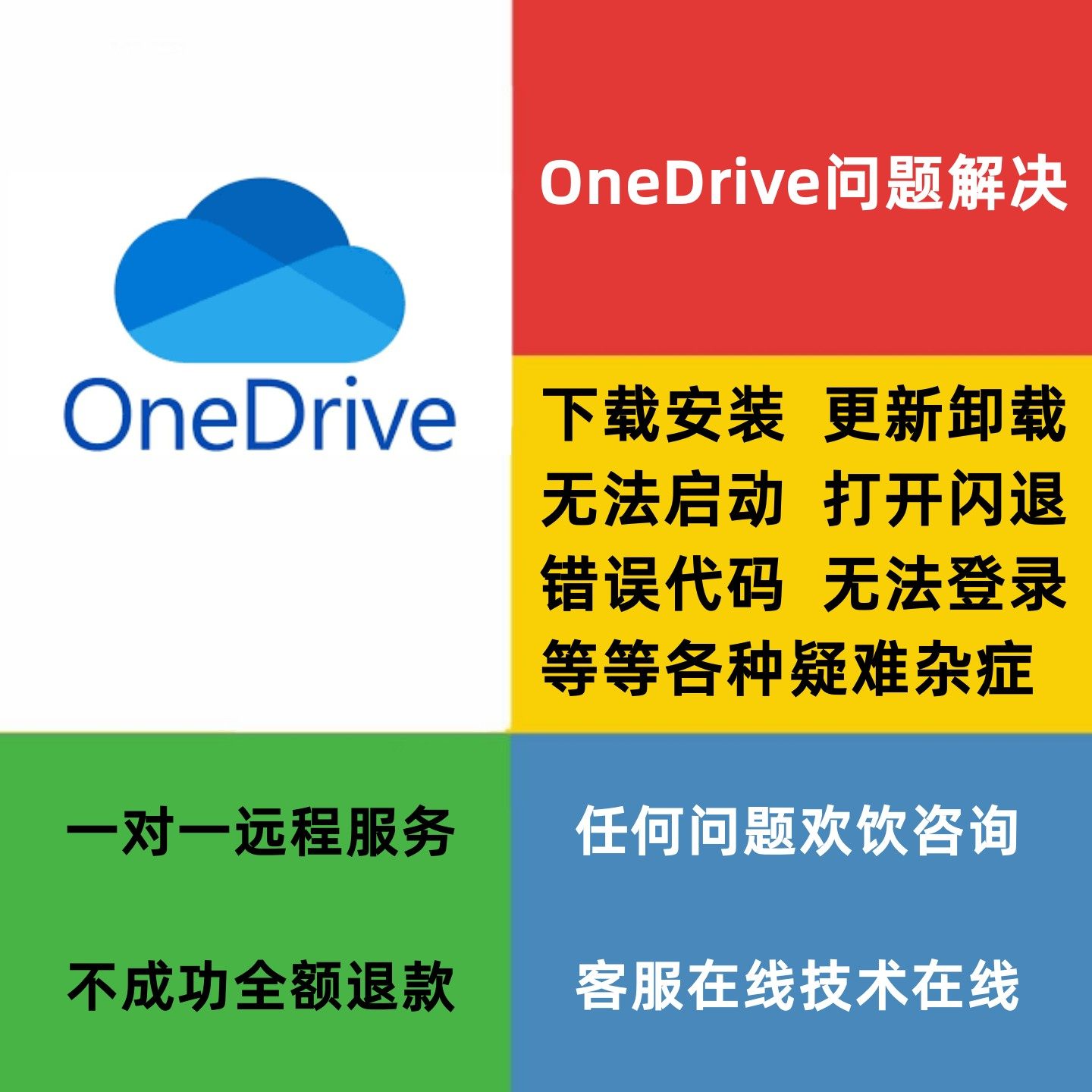 OneDrive问题解决修复下载安装卸载打不开闪退登录账号错误代码