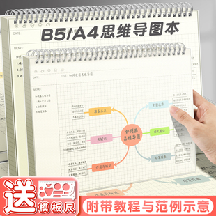 B5思维导图笔记本子活页本简约ins风加厚横向A4记事本学生考研专用本