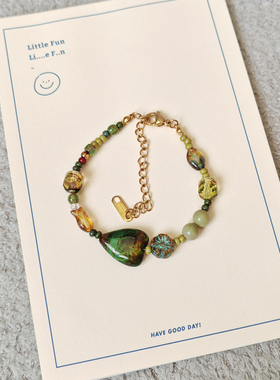 原创设计绿色文艺琉璃手链民族风