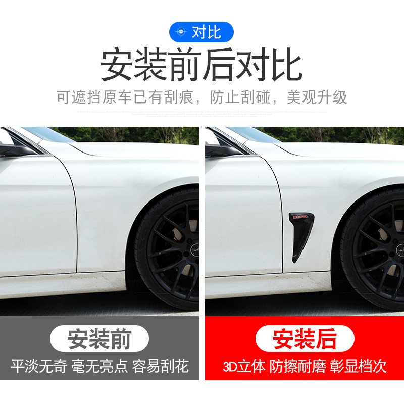 汽车通用叶子板装饰改装出风口翼子板车贴1系3系5系GT X1X3X4侧标
