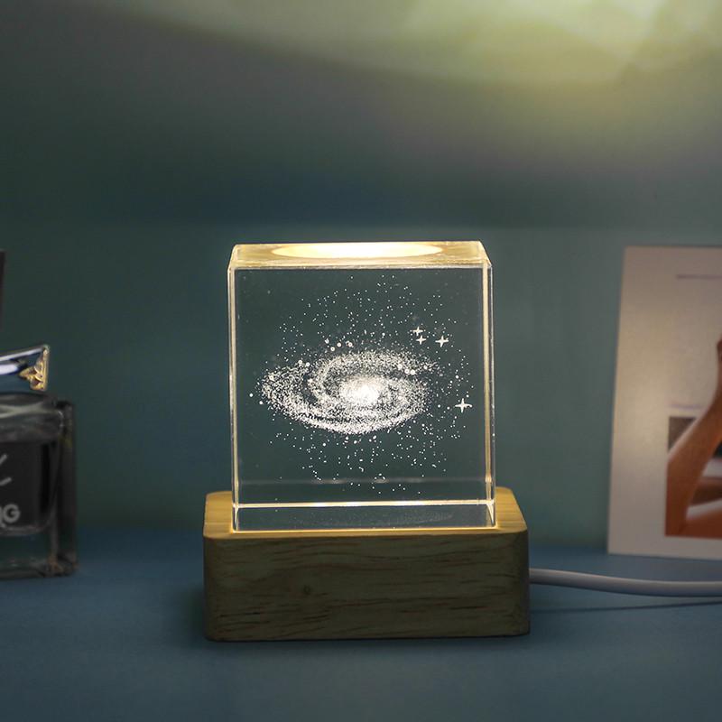 发光月球水晶月h亮桌面小摆件usb床头小夜灯卧室睡眠灯宿舍氛围灯