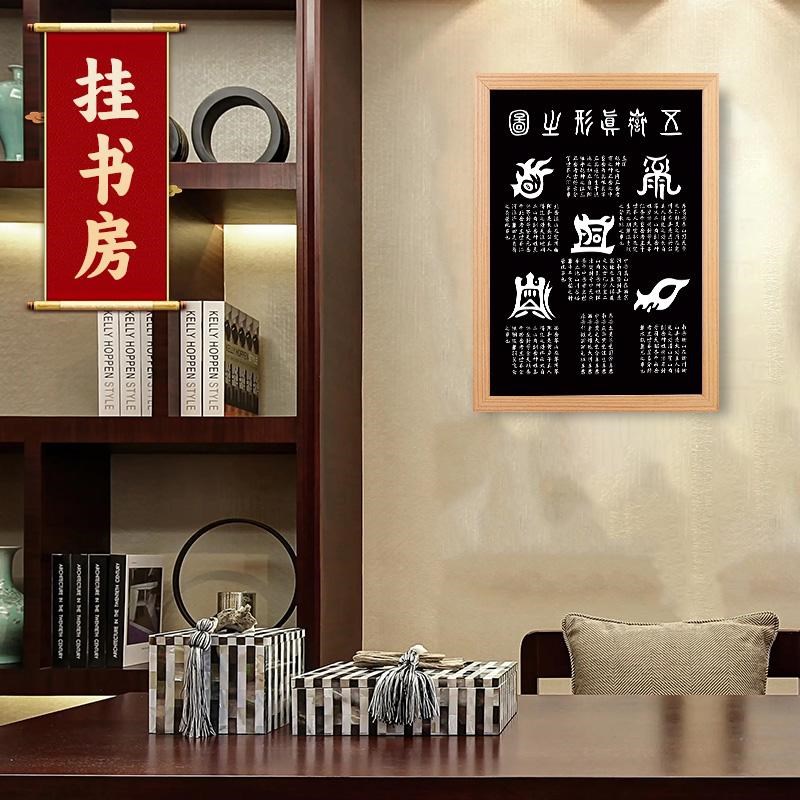 五岳真形图摆件金木水火土家居客厅玄关挂画实木相框装饰镇拓片宅