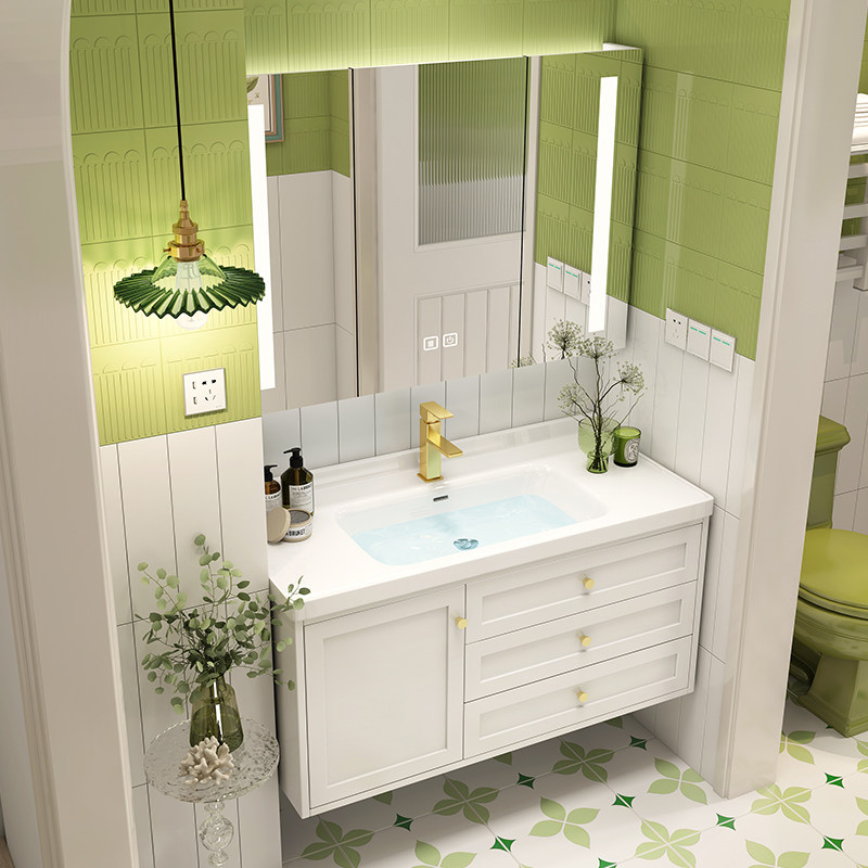 浴室柜新款橡木洗手盆柜洗漱台陶瓷一体洗脸盆挂墙,家装主材,浴室柜组合,淘宝优惠券,粉丝福利购,淘宝优惠卷