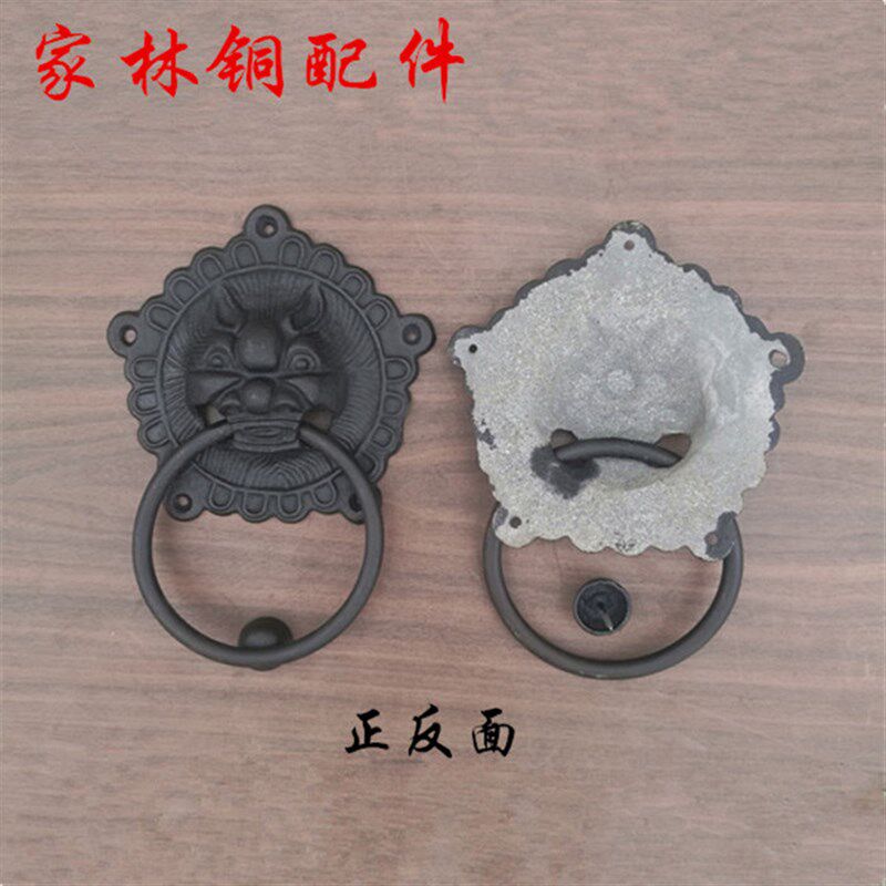 古典铜仿古中式铸铁狮子头虎头老式大门兽头拉手门环门钹铁活