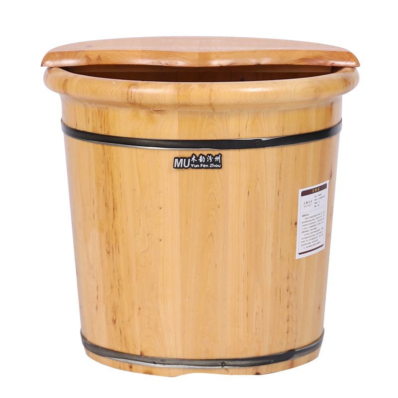 泡脚木桶过小腿实木洗脚盆带盖足浴桶木质泡脚桶加深足浴盆高深桶