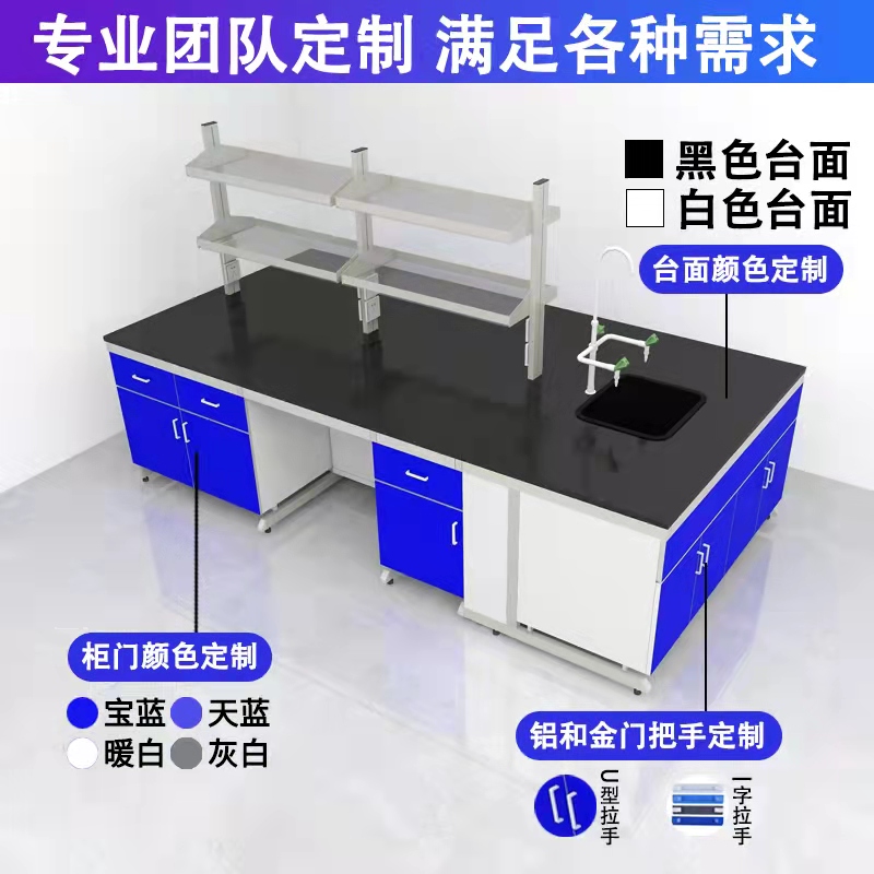 钢木实验台化验室化验台全钢中央台边台理化板实验室试验台实验桌