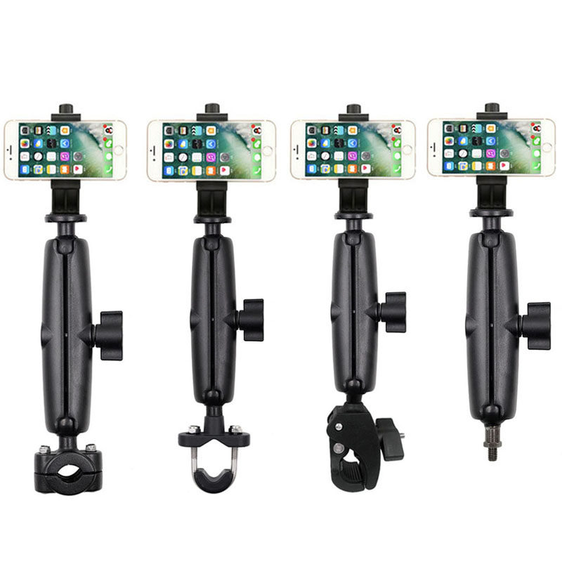 摩托车手机拍摄支架配件金属电动车架子外卖固定神器加长后视镜