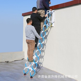 阁楼伸缩楼梯家用室内外升降折叠平台户外复试收缩伸拉梯子 壁挂式