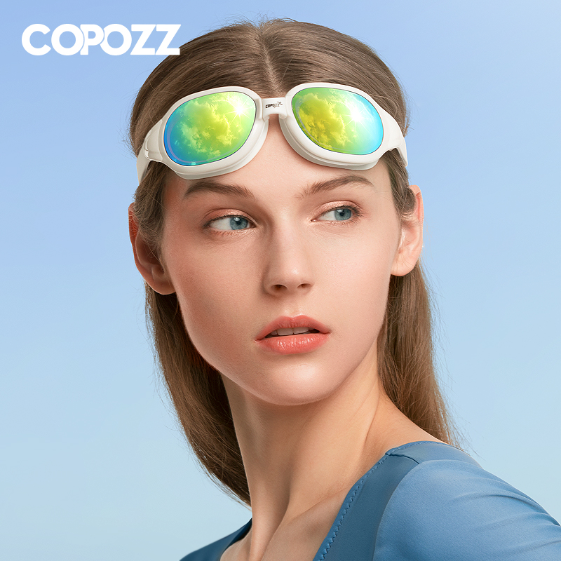 COPOZZ泳镜高清防水防雾泳帽套装大框游泳眼镜近视款男女士潜水镜