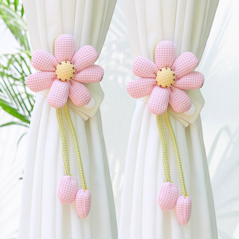 创意花朵窗帘捆绑带弹力扣环白纱扎束带可爱韩Q式纱帘绑带挂饰扎